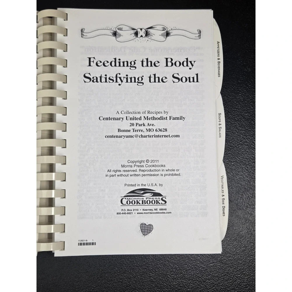 Centenary United Methodist Church Cookbook Bonne Terre, MO 2011 Spiral